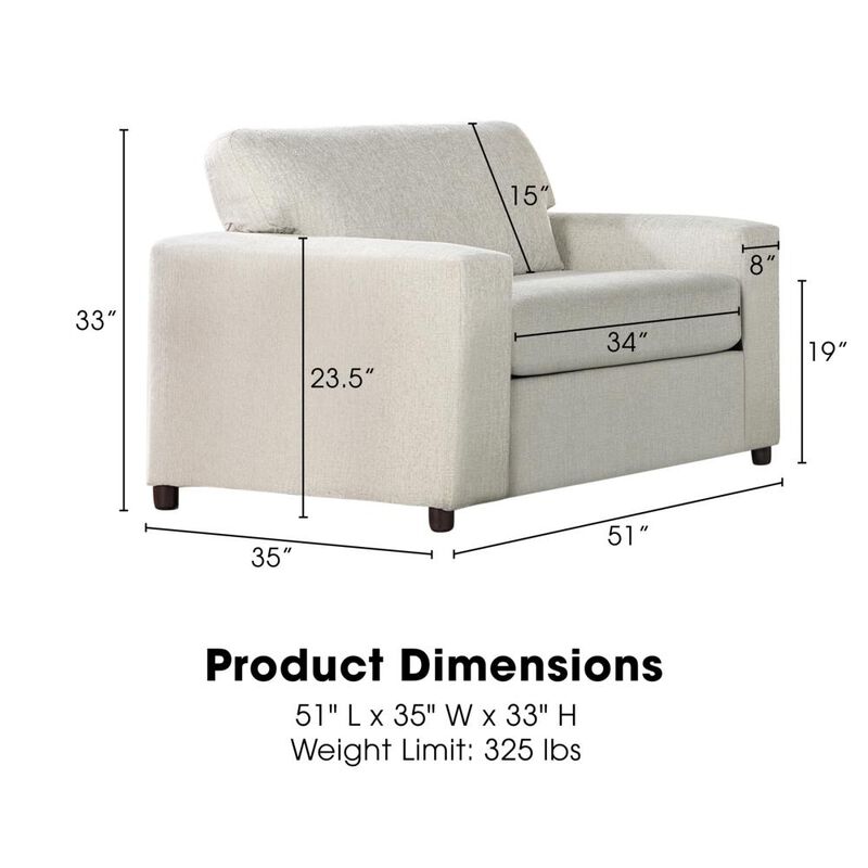 New Classic Furniture Kylo Natural Polyester Fabric Oversized Chair and a Half