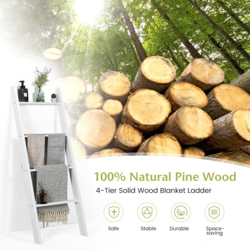 Hivvago 4-Tier Wall Leaning Ladder Shelf Stand