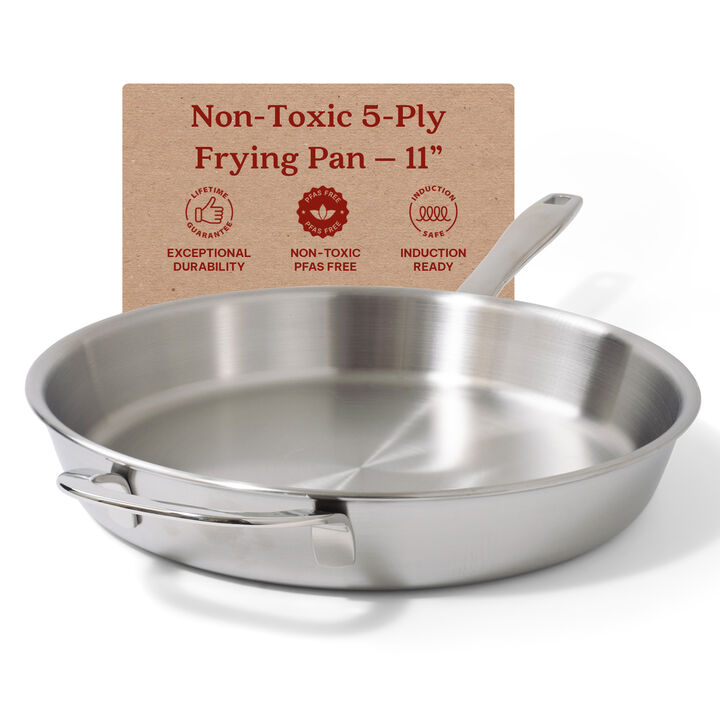 Alva Maestro 5-Ply Stainless Steel Frying Pan, Durable Induction Pan, Non Toxic Cookware, Stay Cool Handle - 11"