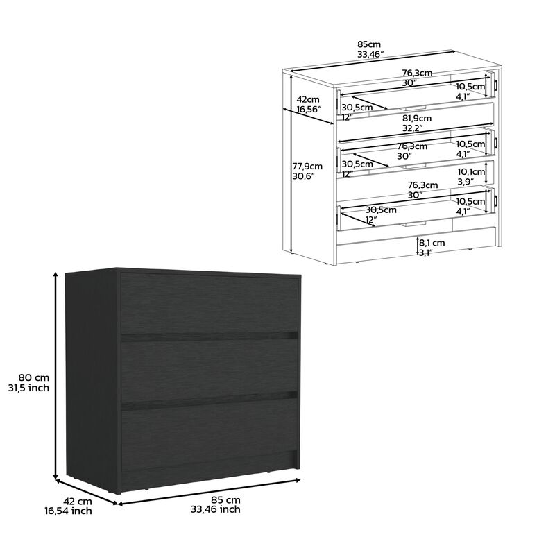DEPOT E-SHOP Palmer 3 Drawers Dresser, Chest of Drawers