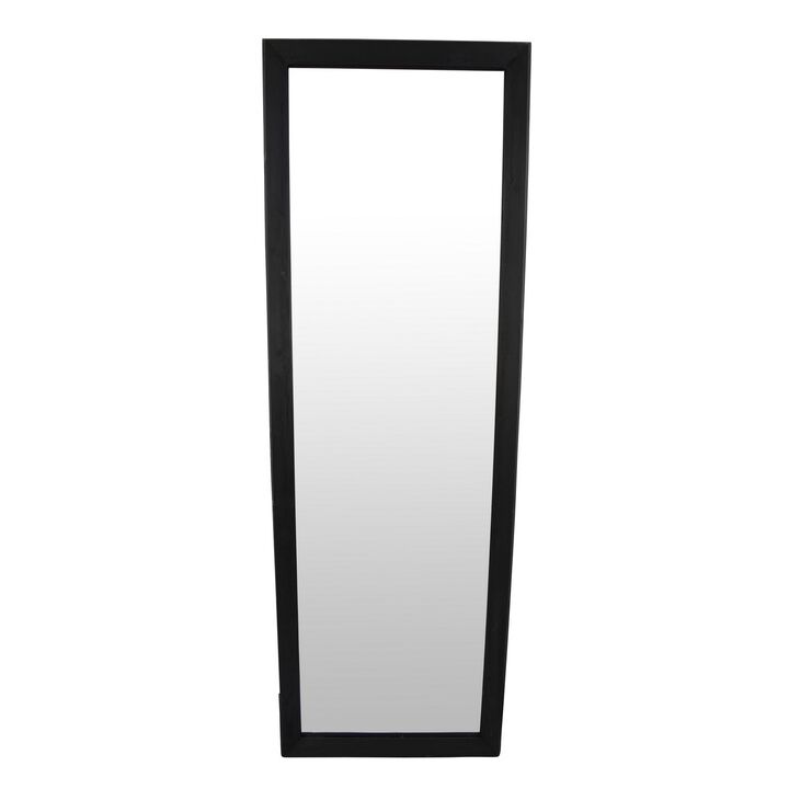 Wall-Mounted Mirror with Tall Rectangular Frame, 24 x 71, Black Metal - Benzara