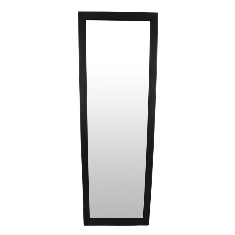 Wall-Mounted Mirror with Tall Rectangular Frame, 24 x 71, Black Metal - Benzara