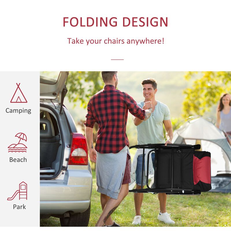 Red/Black Porch Duo: 2-Piece Padded Rocking Chair Set