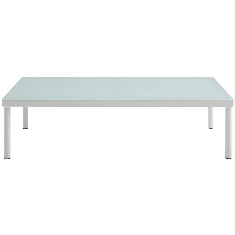 Harmony Outdoor Patio Aluminum Coffee Table, White-Benzara
