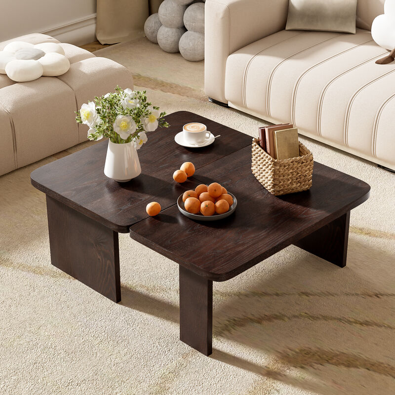 Merax Rectangle Coffee Table with Splicing Design