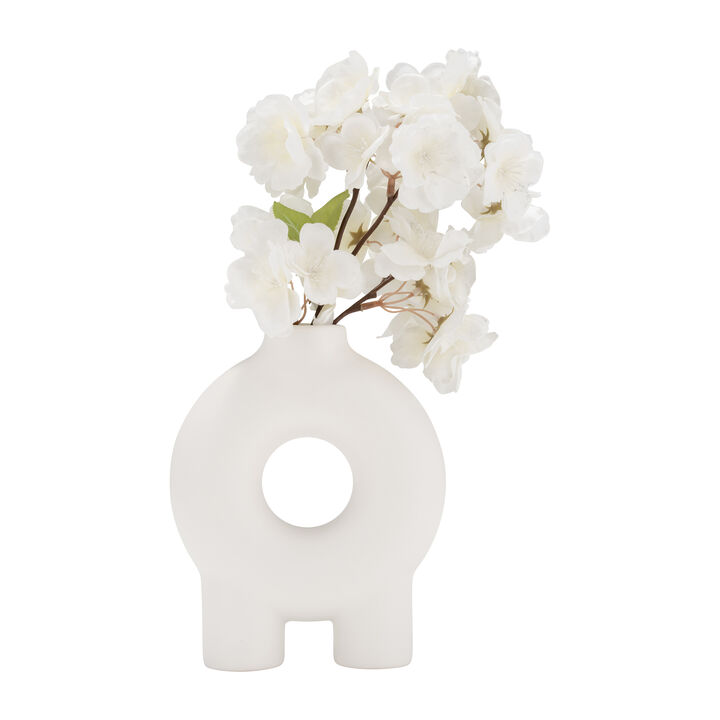Cer,7",donut Footed Vase,white