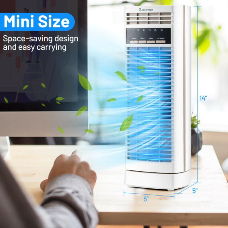 Hivvago 14 Inch  Mini Oscillating Tower Fan Electric Desk Fan with 3 Speed and Timer