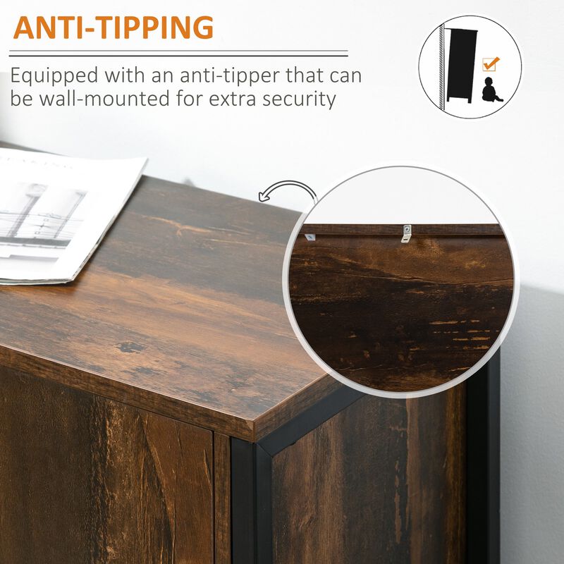 Rustic Brown Cabinet: Industrial Buffet Sideboard for Dining Room
