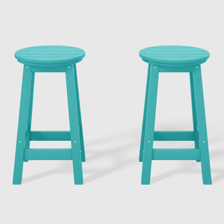 WestinTrends 24" HDPE Outdoor Patio Round Counter Height Bar Stool Set of 2