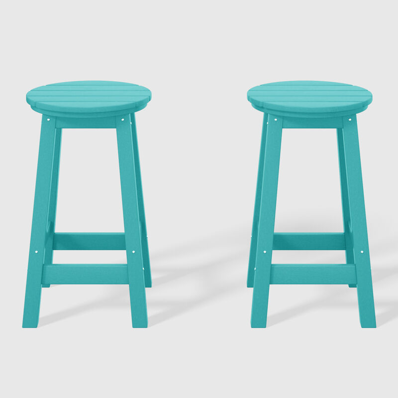 WestinTrends 24" HDPE Outdoor Patio Round Counter Height Bar Stool Set of 2