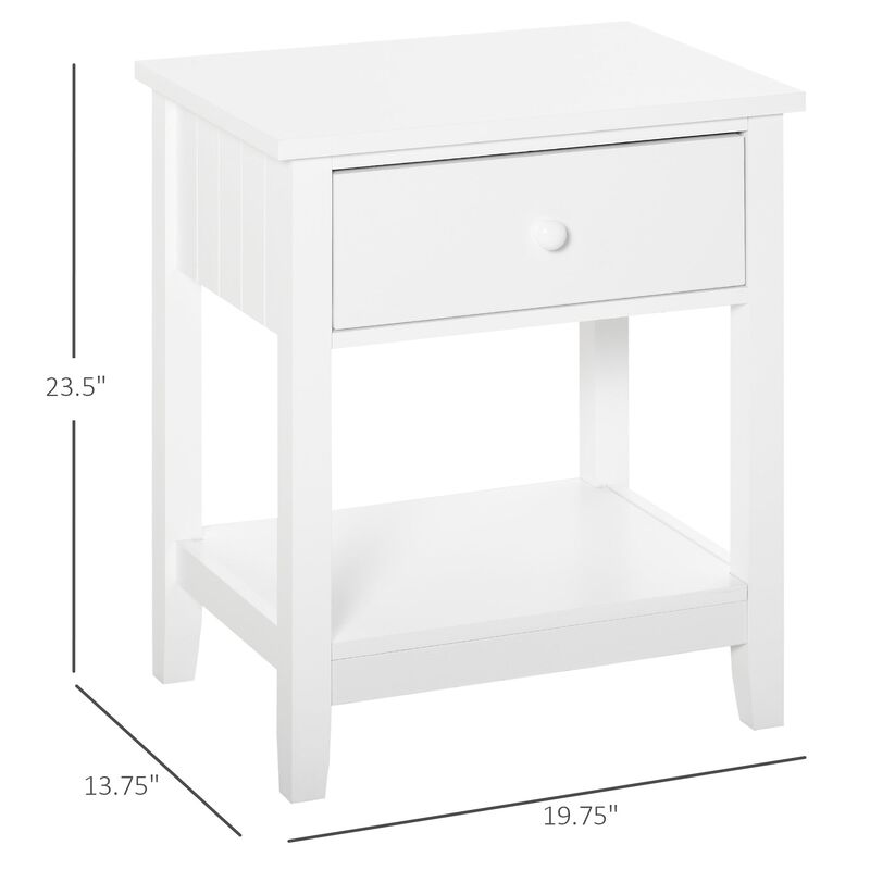 White Bedroom Helper: Modern Bedside Table with Drawer and Shelf