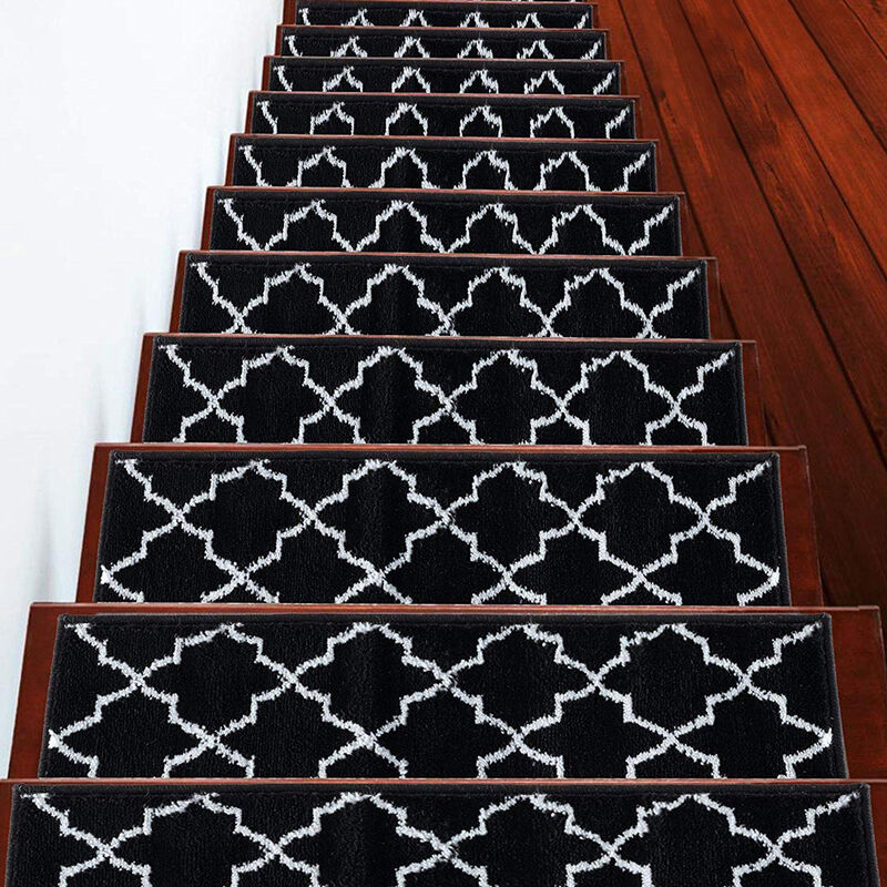 SUSSEXHOME Carpet Stair Treads Easy to Install with Double Adhesive Tape - Safe, 9" X 28" - Black