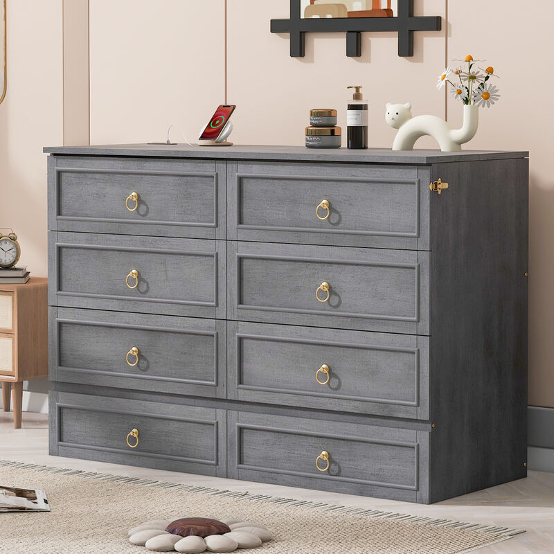 Merax Wooden Murphy Bed with Large Drawers