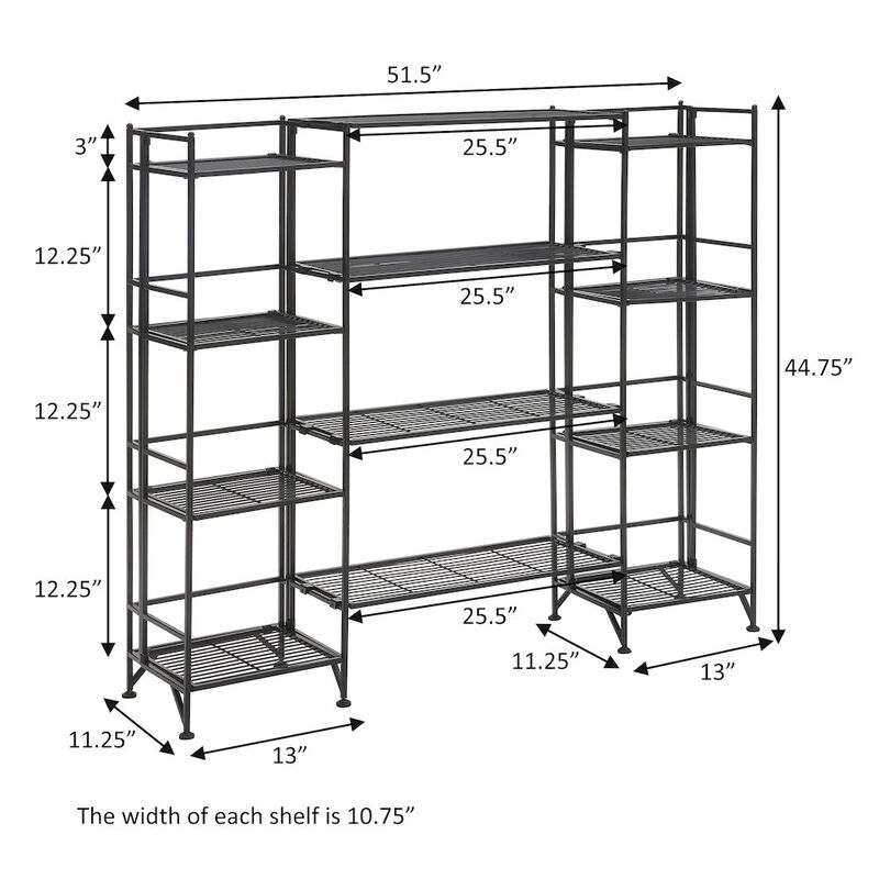 Convenience Concepts Xtra Storage 4 Tier Folding Metal Shelves with Set of 4 Extension Shelves