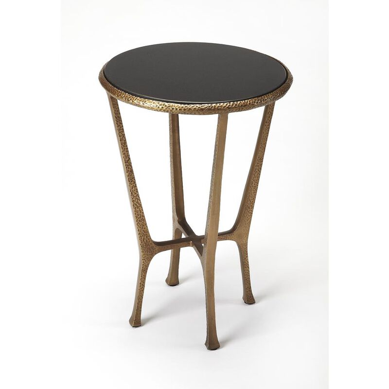 Metal and Stone Round End Table, Belen Kox