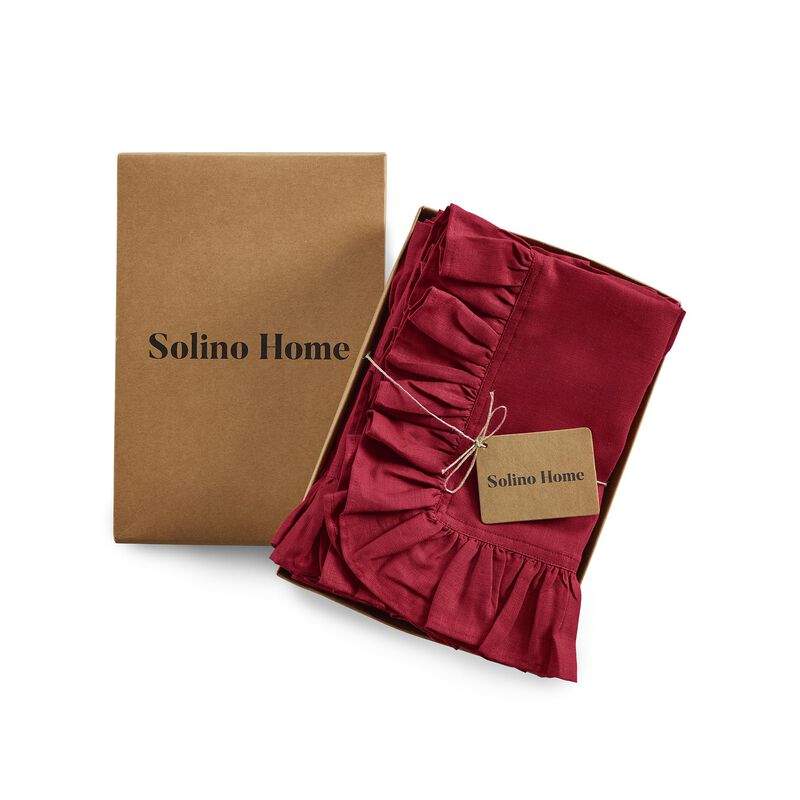 Solino Home 100% Pure Linen Cloth Napkins 20 x 20 Inch Set of 4 | Gabrielle Ruffle Dinner Napkins