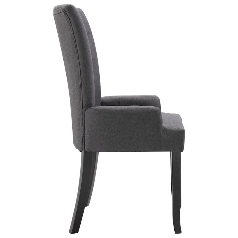 Dining Chair with Armrests Dark Gray Fabric