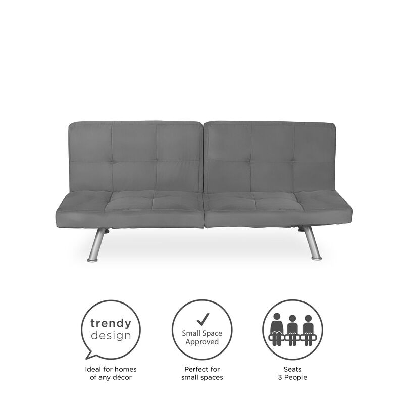 Archer Convertible Futon with Adjustable Armrests, Charcoal