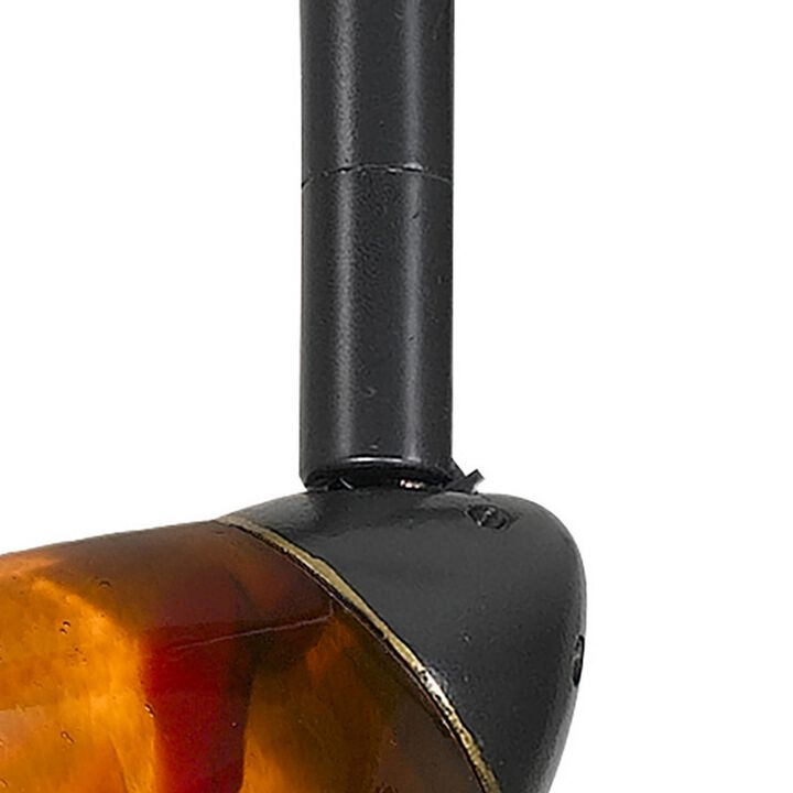 Hand Blown Glass Shade Track Light Fixture with Metal Frame, Dark Bronze - Benzara