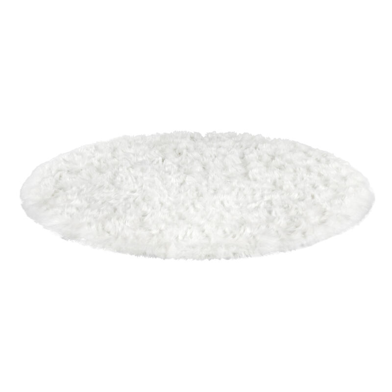 Walk on Me Faux Fur Super Soft 6 ft. Round White Area Rug
