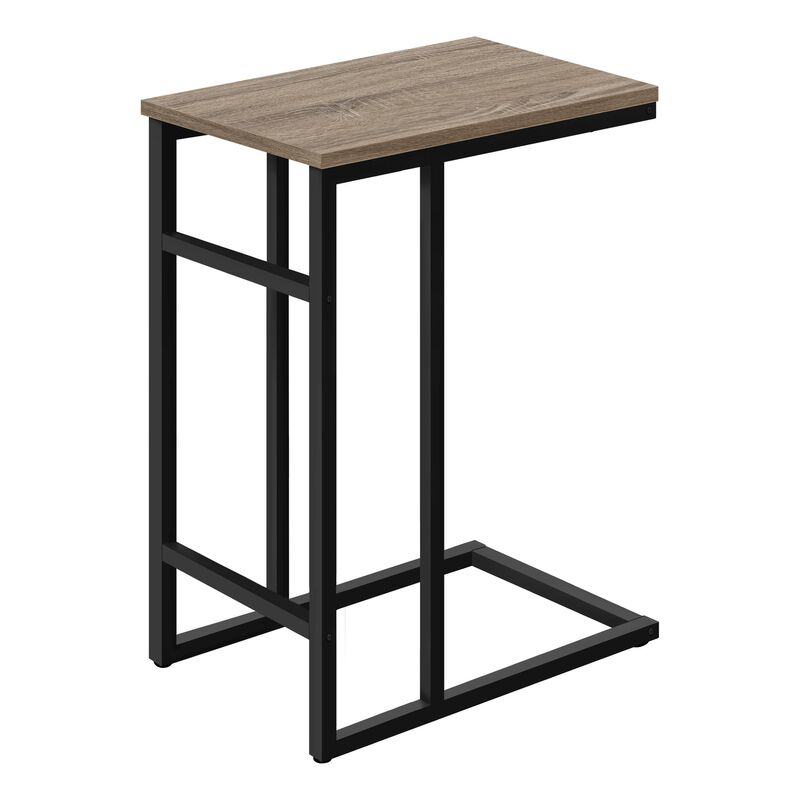 Monarch Specialties I 2172 Accent Table, C-shaped, End, Side, Snack, Living Room, Bedroom, Metal, Laminate, Brown, Black, Contemporary, Modern
