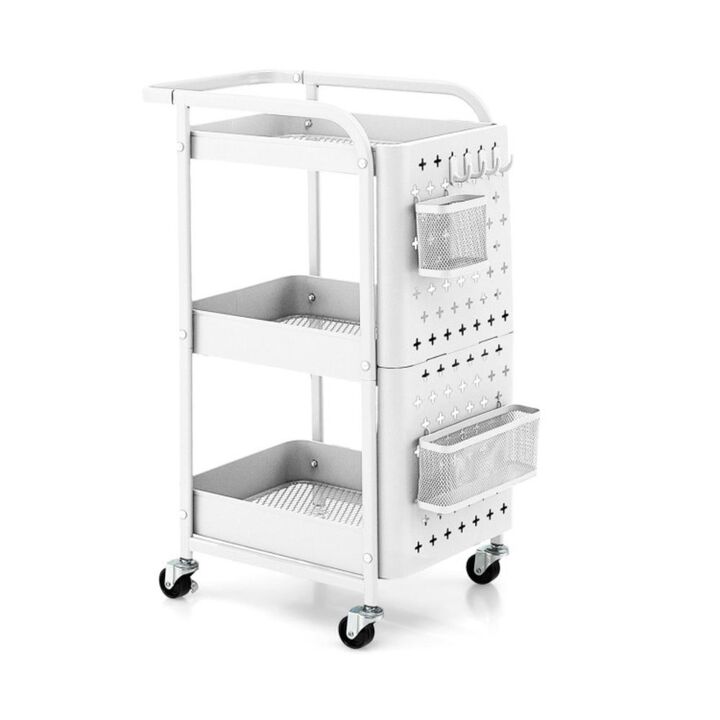 Hivvago 3-Tier Utility Storage Cart with DIY Pegboard Baskets