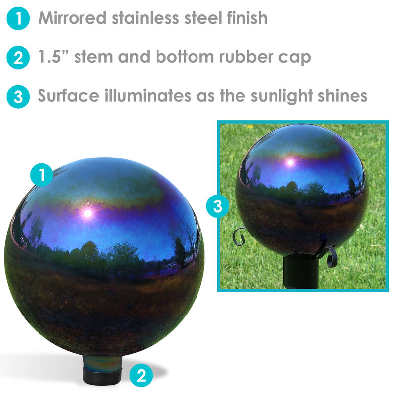 Sunnydaze Set of 2 10" Mirrored Stainless Steel Gazing Globe