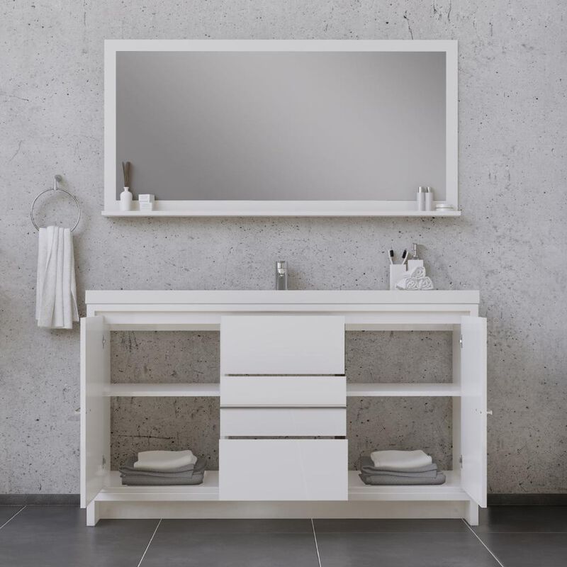 Alya Bath Sortino 60 Modern Single Bathroom Vanity in White