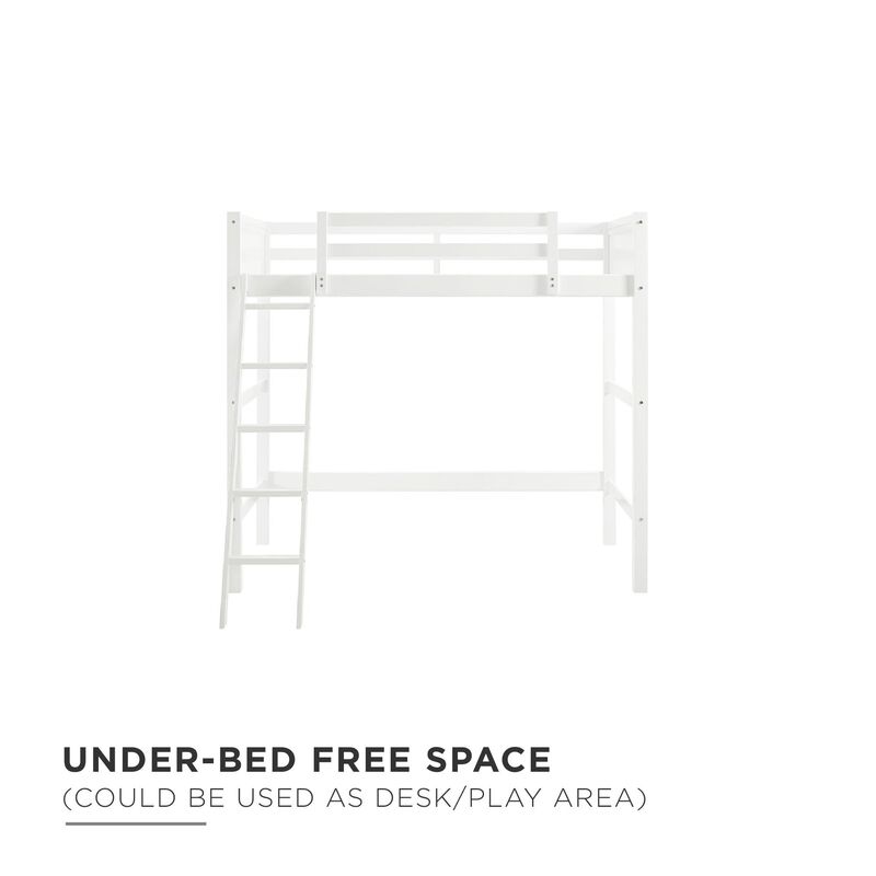 Atwater Living Rollins Twin Wooden Loft Bed with Ladder and Safety Railings