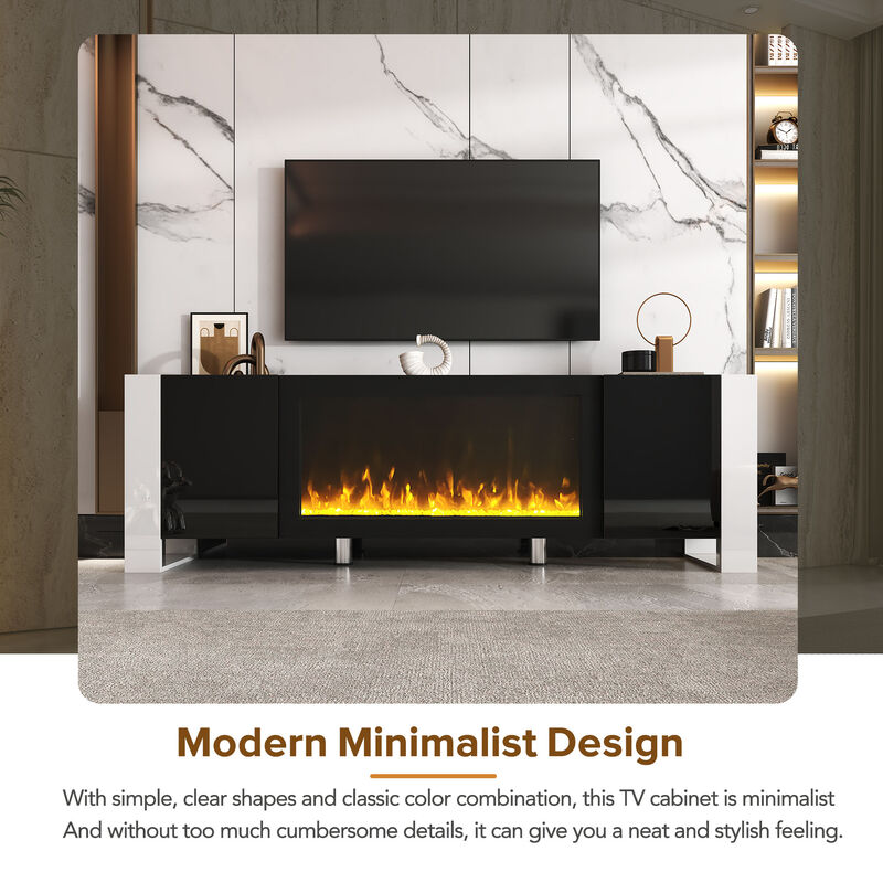 Merax Modern TV Stand with Non-heating Electric Fireplace