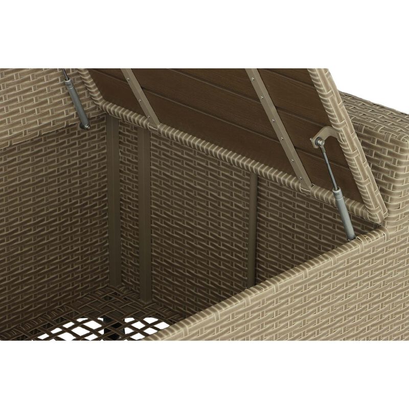 Resin Wicker Outdoor Corner Table with Storage - 35" - Brown