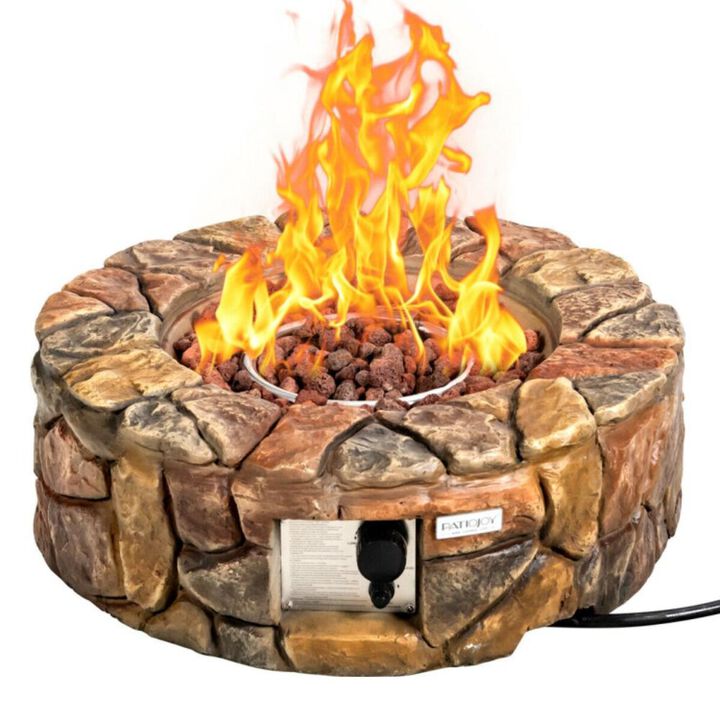 Hivvago 28 Inch Propane Gas Fire Pit with Lava Rocks and Protective Cover