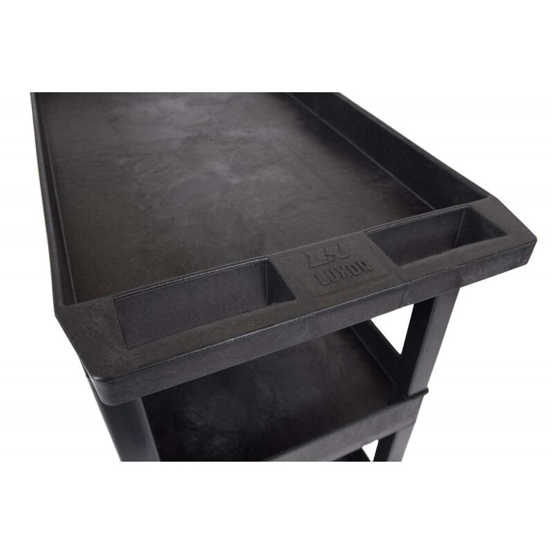 Luxor High Capacity 3 Tub Shelves Cart in Black