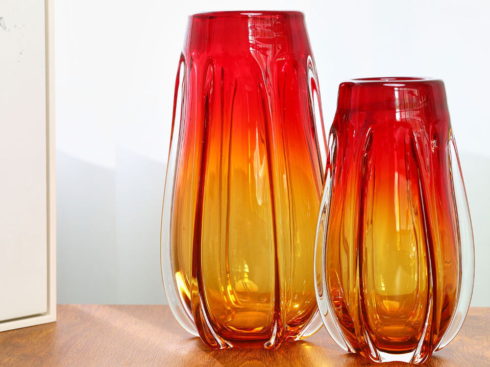 Hand Blown Laine Sommerso Art Glass Vase
