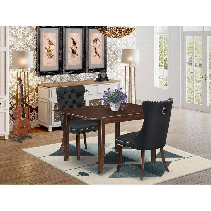 3 Piece Dining Set Consists of a Rectangle Kitchen Table with Butterfly Leaf