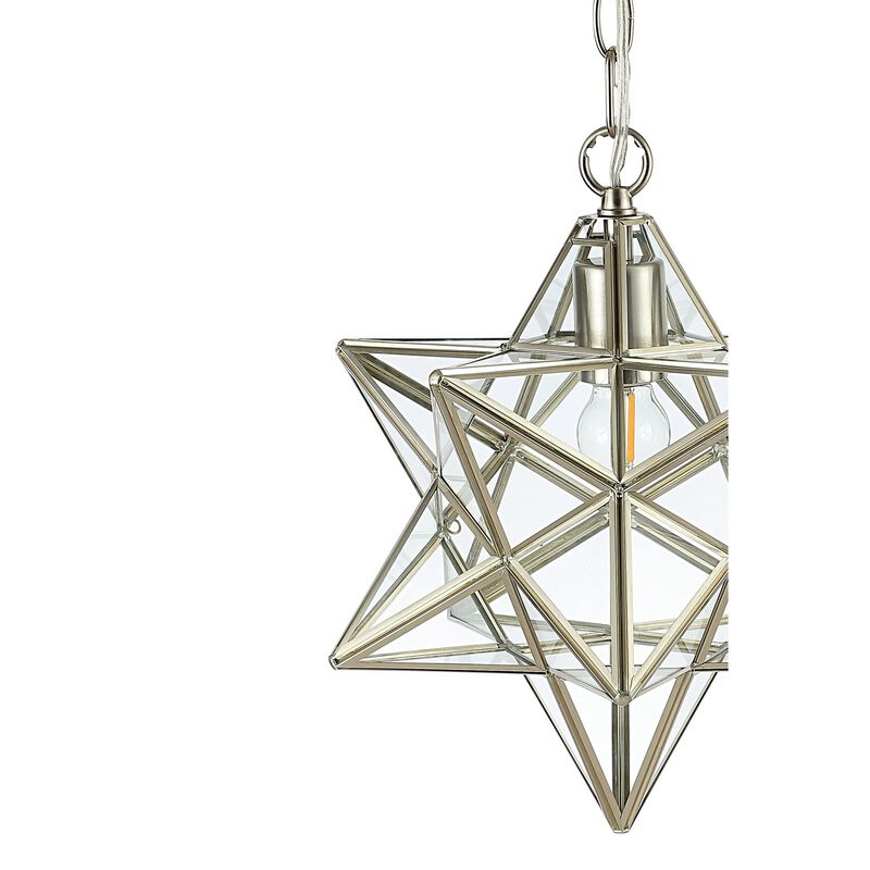 Stella Moravian Star Metal/Clear Glass LED Pendant