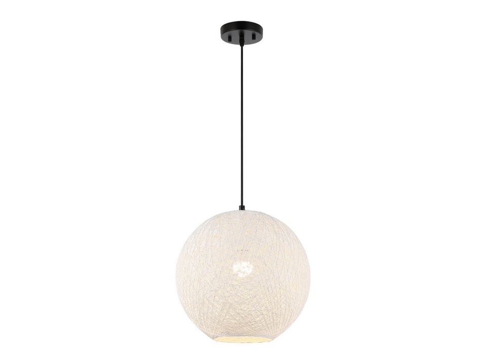 Lacey 1-Light Bohemian Minimalist Iron/Rope Woven Globe LED Pendant