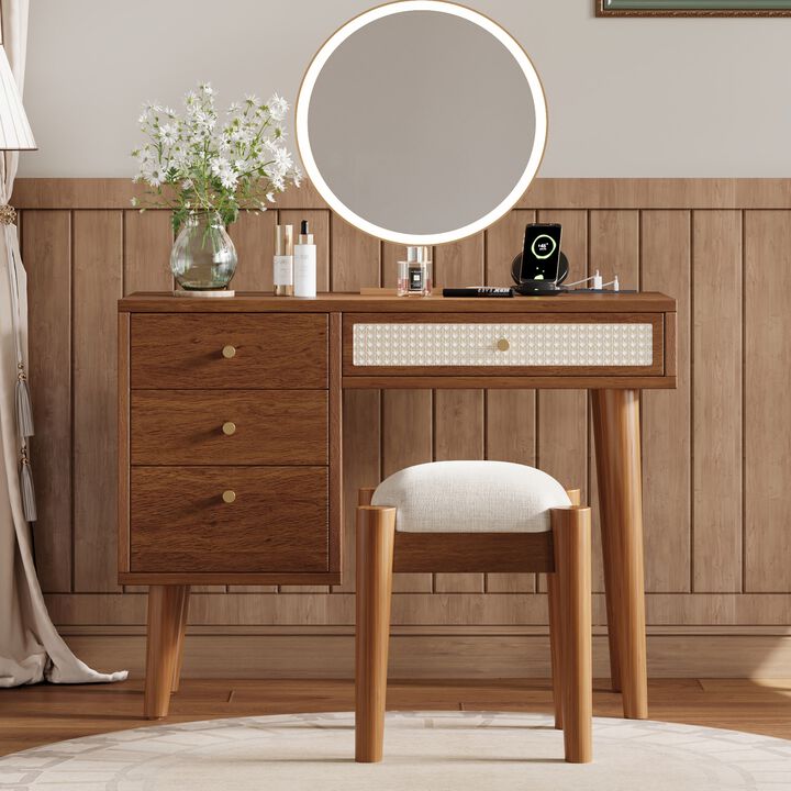 Merax Bohemian Style Makeup Vanity Stool Set