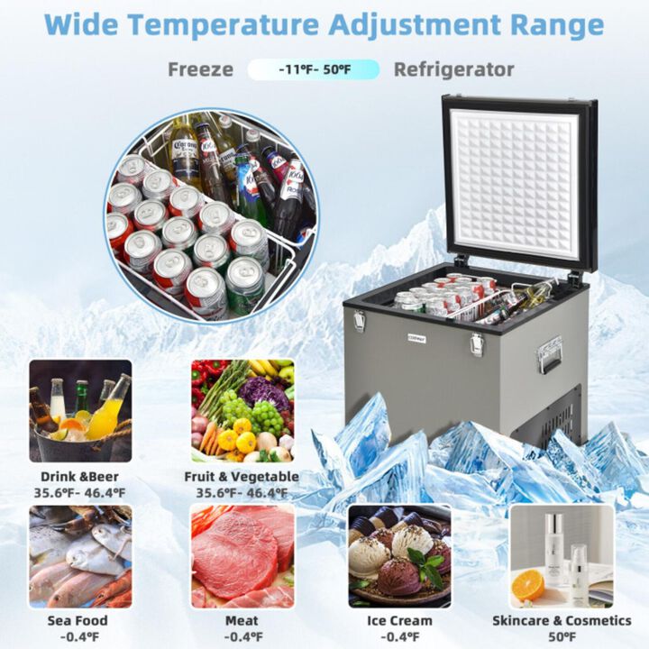 Hivvago 68 Quart Portable Car Refrigerator with DC and AC Adapter