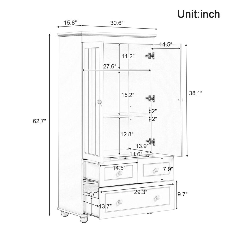 Merax Bathroom Storage Cabinet with Three Drawers