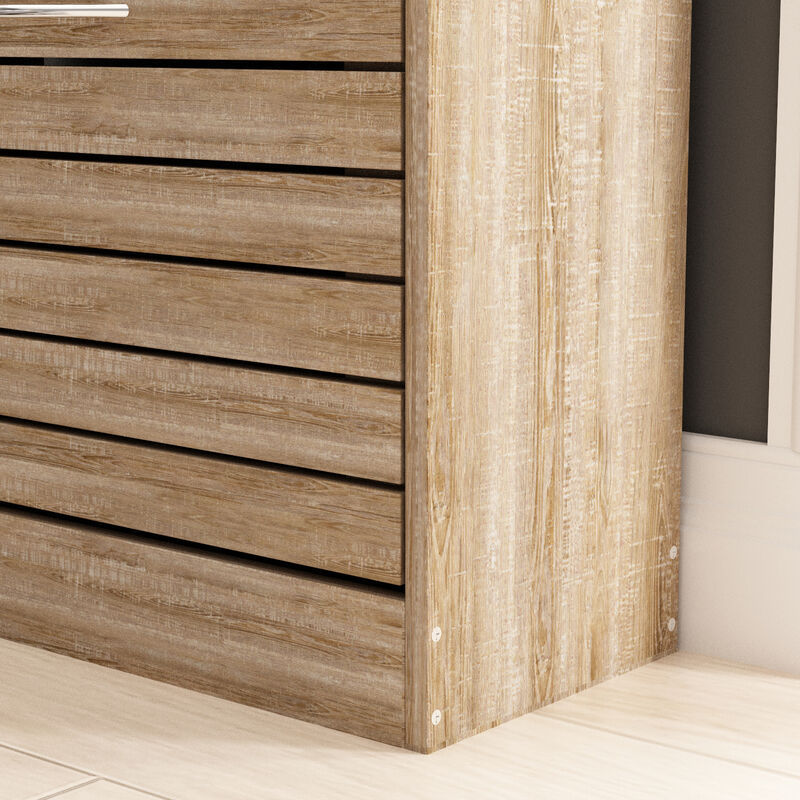 Brown Wooden Shoes Storage Cabinet, with 3 Drawers for Entryway Hallway, 42.3 in. H x 22.4 in. W