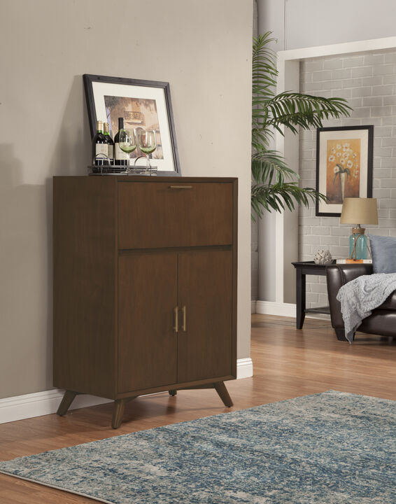 Flynn Large Bar Cabinet w/Drop Down Tray, Walnut