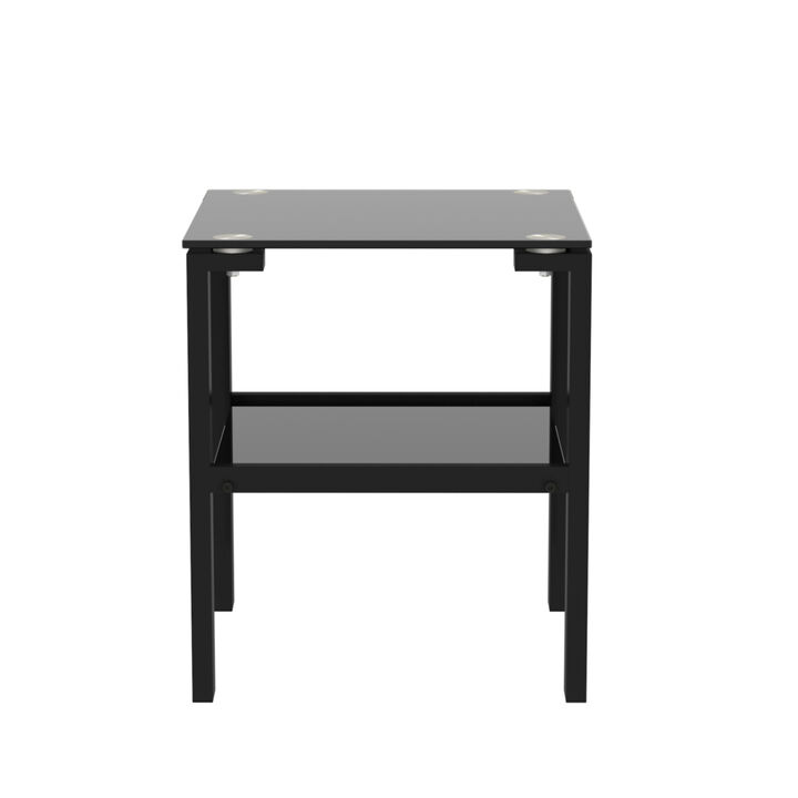 Black Glass 2-Layer Tea Table Set