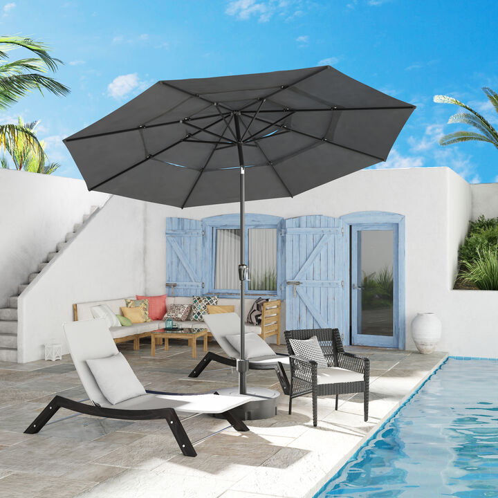 FUFU&GAGA 11FT 3-Tier Patio Umbrella – Navy Blue, Crank & Tilt, Heavy-Duty Steel Frame, UV-Resistant Polyester, Outdoor Sunshade