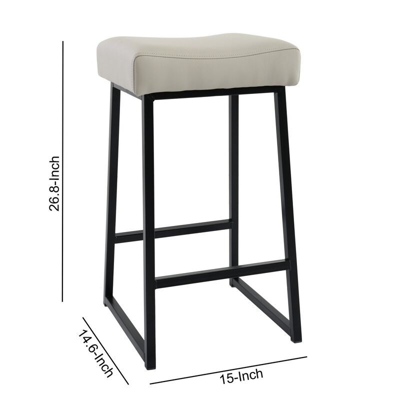 Backless Counter Stool with Leatherette Seat, Set of 2