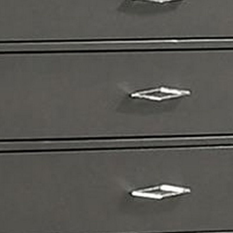 Benjara Aliso 47 Inch Tall Dresser Chest, 5 Drawers, Solid Wood, Dark Gray Finish