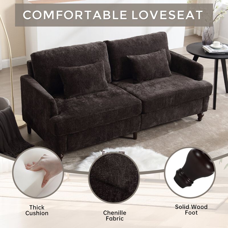 Mondawe Mid Century Chenille Fabric Loveseat Sofa, 2-Seat Upholstered Modern Couch