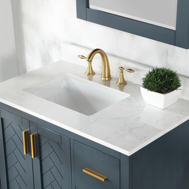 Altair 36 Single Bathroom Vanity Set in Classic Blue with Mirror