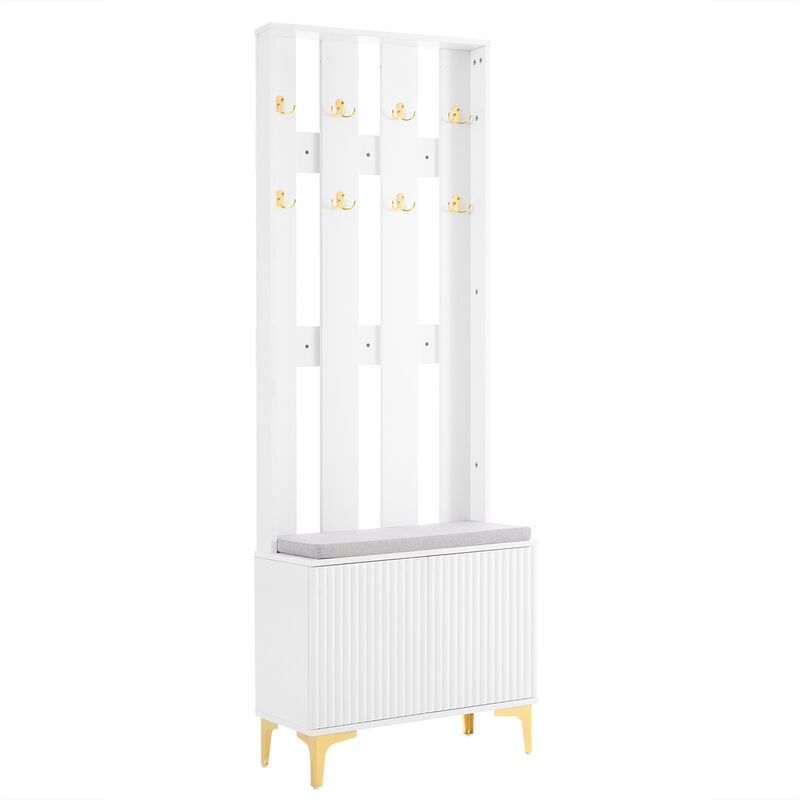 Merax Modern Luxury Hall Tree with 8 Gold Hooks
