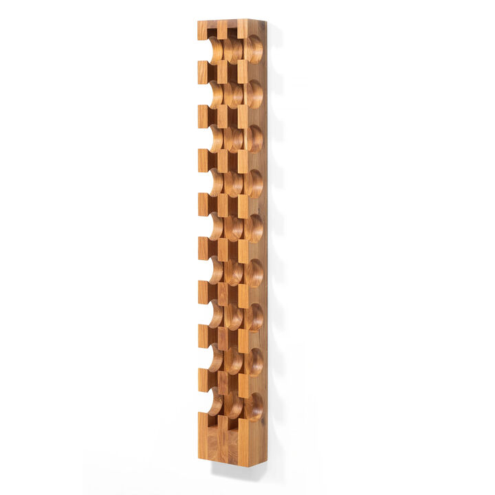 Unfinished Solid Oak Hardwood Wine Rack for 9 Bottles - Wall-Mounted Handmade Wine Bottle Holder
